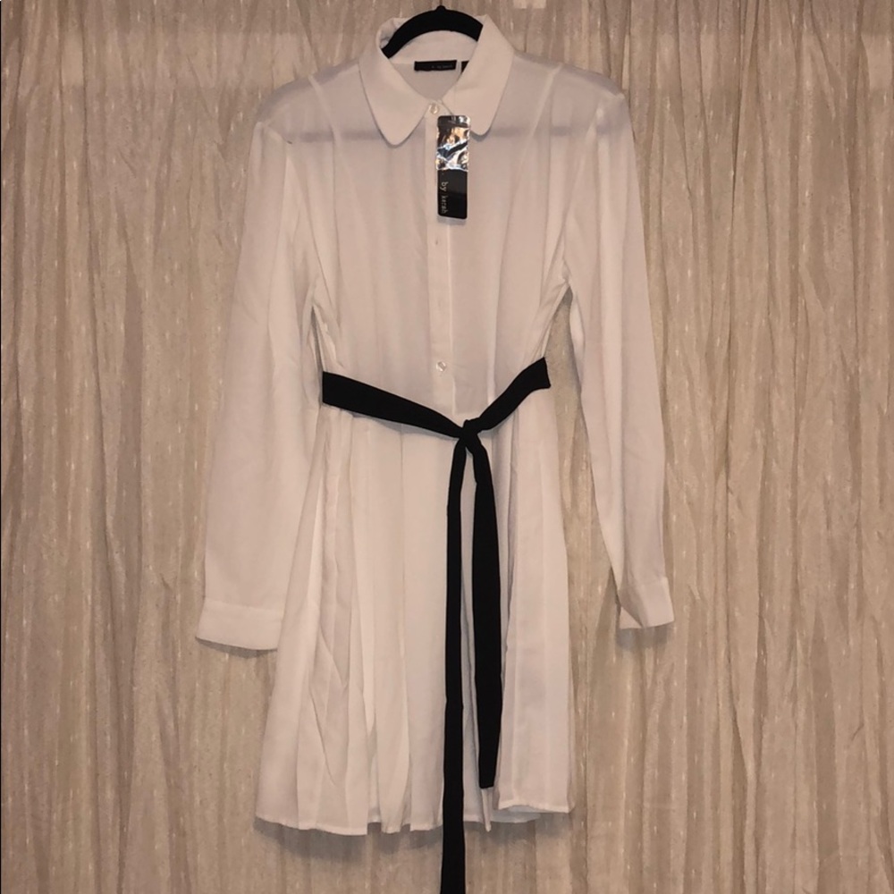 K. By Kersh white button down dress NWT